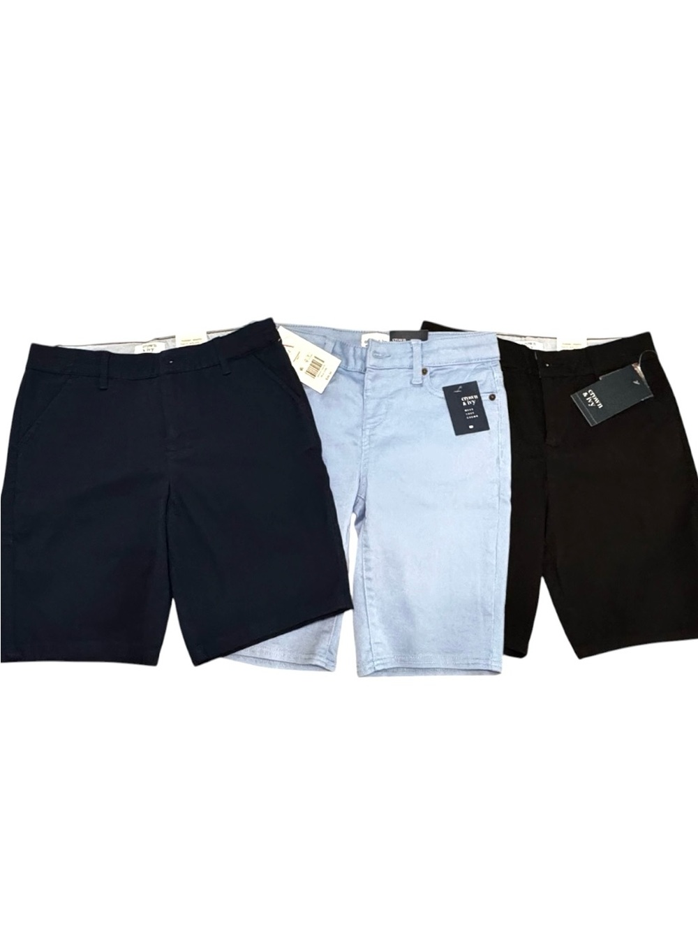 Crown&Ivy Girls Classic  Shorts - Navy, Light Blue & Black 10-12 years
